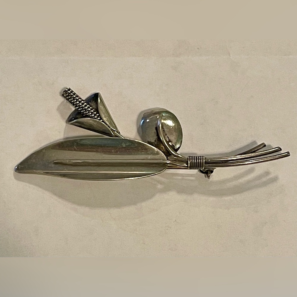 E. Dragsted Denmark Sterling Silver Mid Century Floral Brooch Pin